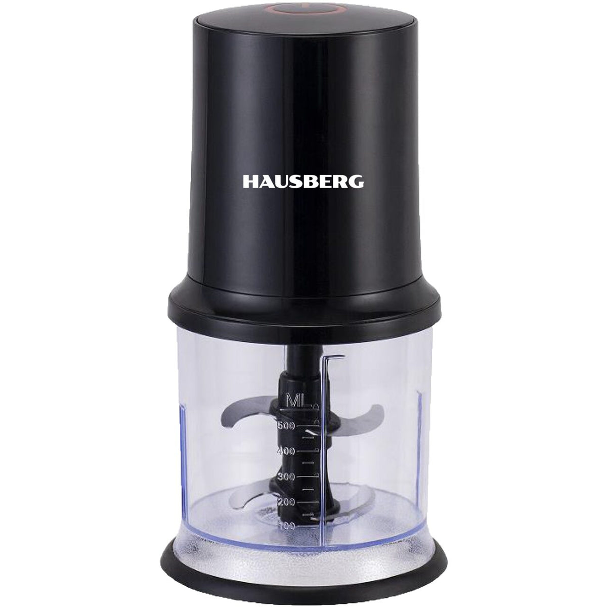 HAUSBERG HB-4502NG elektromos aprító, 400W, 1 sebességfokozat, 500 ml, műanyag tál, 2 rozsdamentes acél pengés kés, fekete
