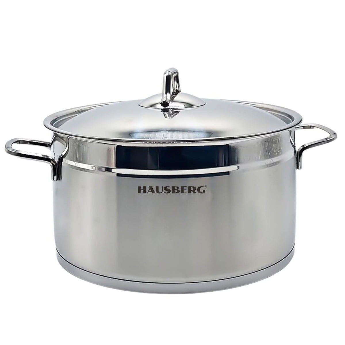HAUSBERG HB-H776 rozsdamentes acél fazék fedővel, 8.5L űrtartalom, 26 cm átmérő, dupla alj
