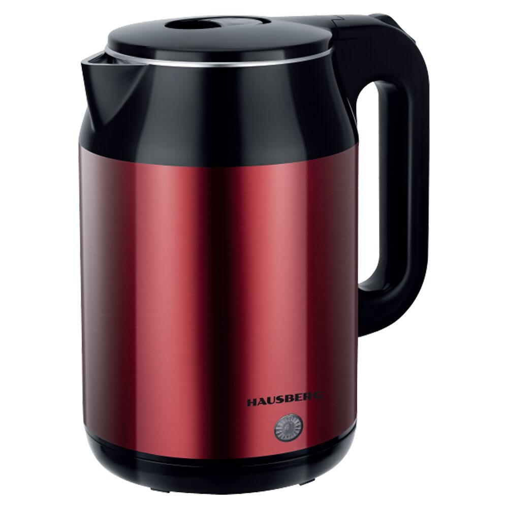 HAUSBERG HB-3623RS elektromos vízforraló, 1500 - 1800W, 2,2L űrtartalom, automata kikapcsolás, fényjelző, piros-fekete