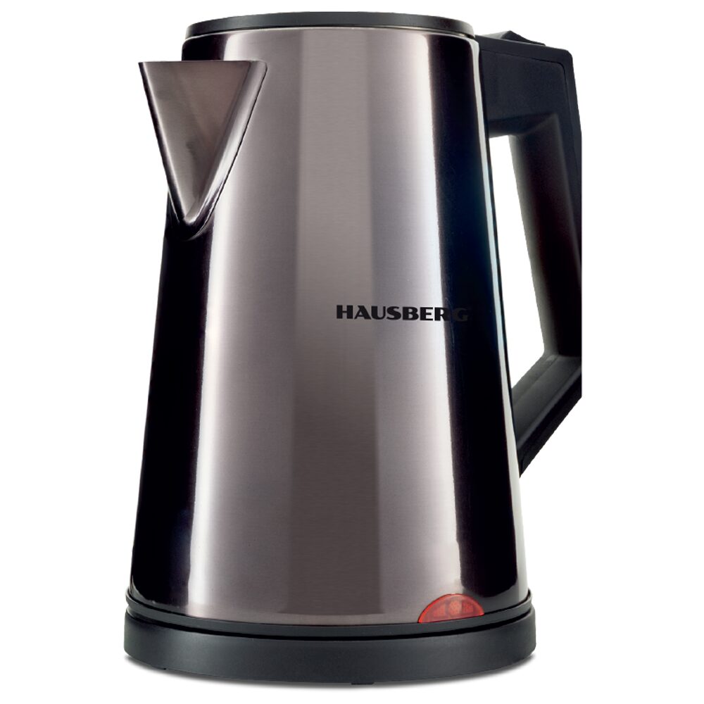 HAUSBERG HB-3620 elektromos vízforraló, 1800W, 2L kapacitás, szűrő, automata kikapcsolás, LED jelzőfény, dupla termosztát, Rozsdamentes acél