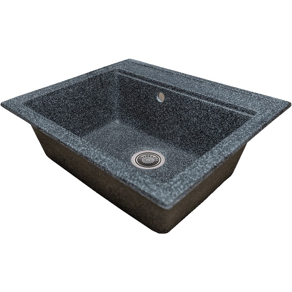 Sanitec Vena SN9034NG gránit-kompozit mosogatótálca, fekete, 1 négyszögletes medence, 60 x 50 cm