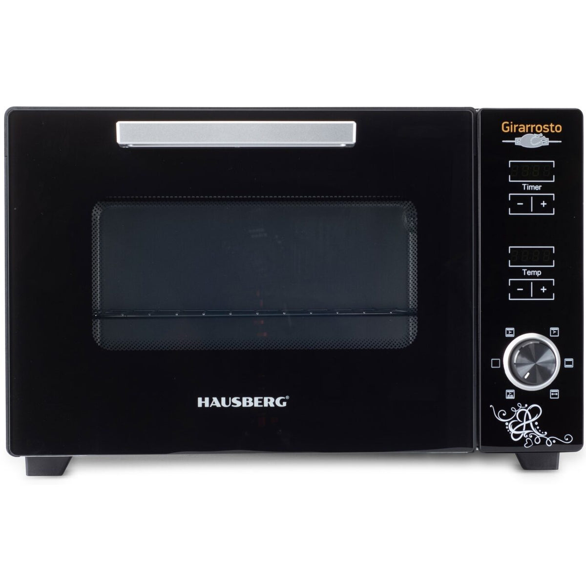 HAUSBERG HB-9260 digitális elektromos sütő forgónyárssal és ventilátorral, 1800W, Turbo, 48L kapacitás, 230 Celsius fok hőmérséklet-szabályozás, Belső világítás