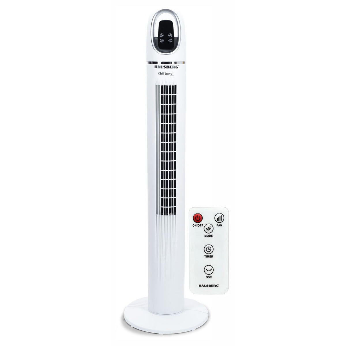 HAUSBERG HB-5958AB digitális toronyventilátor, 55W, 45 inch, 3 sebességfokozat, 24 órás időzítő, LED, oszcilláló, távirányító