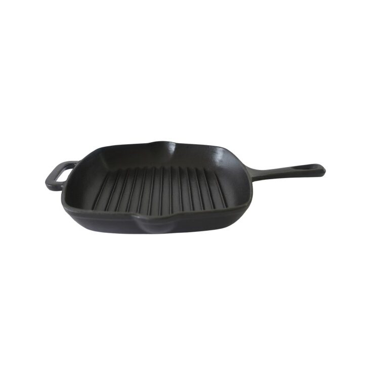 HAUSBERG HB-H1562 Zománcozott Öntöttvas Grill Serpenyő, 27 cm Átmérő, 4,5 cm Mélység, 15 cm Fogantyú, Tapadásmentes, Minden főzőlappal kompatibilis