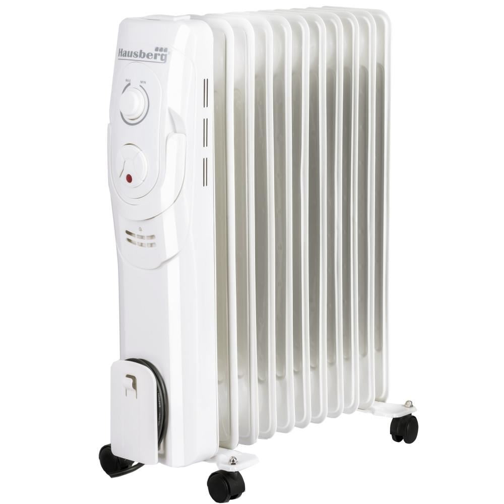 Hausberg HB-8920AB elektromos olajradiátor, 2500 W, 11 tagú, 3 teljesítményfokozat, állítható termosztát, fehér