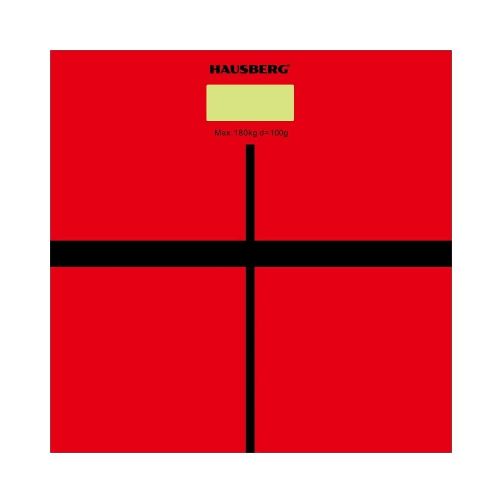 HAUSBERG HB-6003RS Személymérleg, 180kg, 3v lítium elem, 30x30cm, Piros