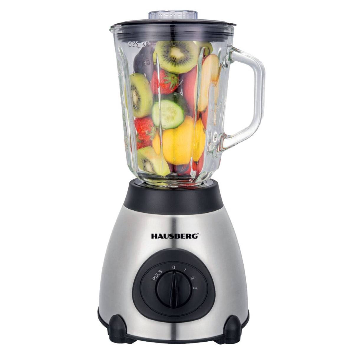 Blender darálóval, Hausberg HB-7762, két sebesség pulzálással, 1,5 l-es üvegtartály, 400W