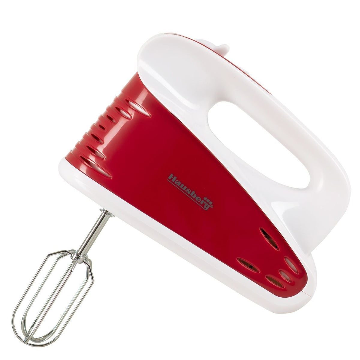 HAUSBERG HB-4118RS professzionális kézi mixer, 250W, 5 sebességfokozat + Turbo, ergonomikus kialakítás, tartozékokkal, piros