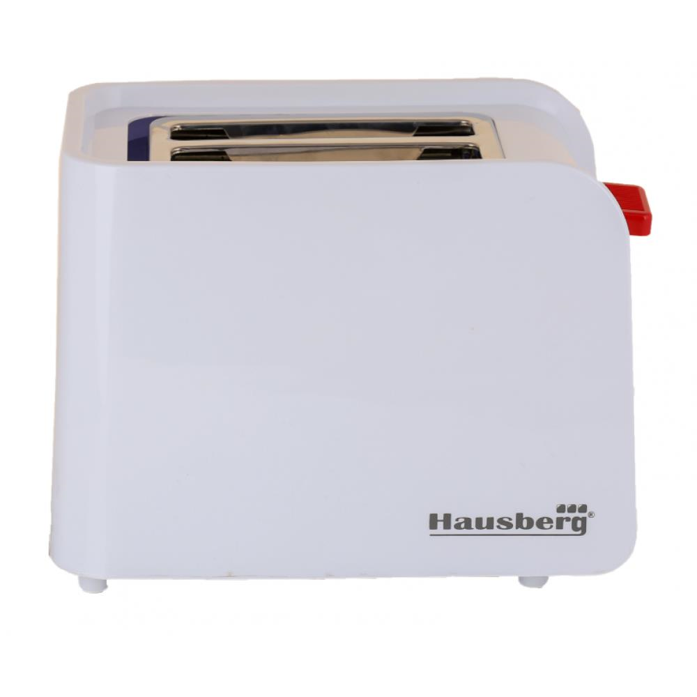 Hausberg HB-195RS kenyérpirító, 750 W, 2 szelet, kiolvasztás funkció, újramelegítés funkció, 6 fokozat, fehér/piros