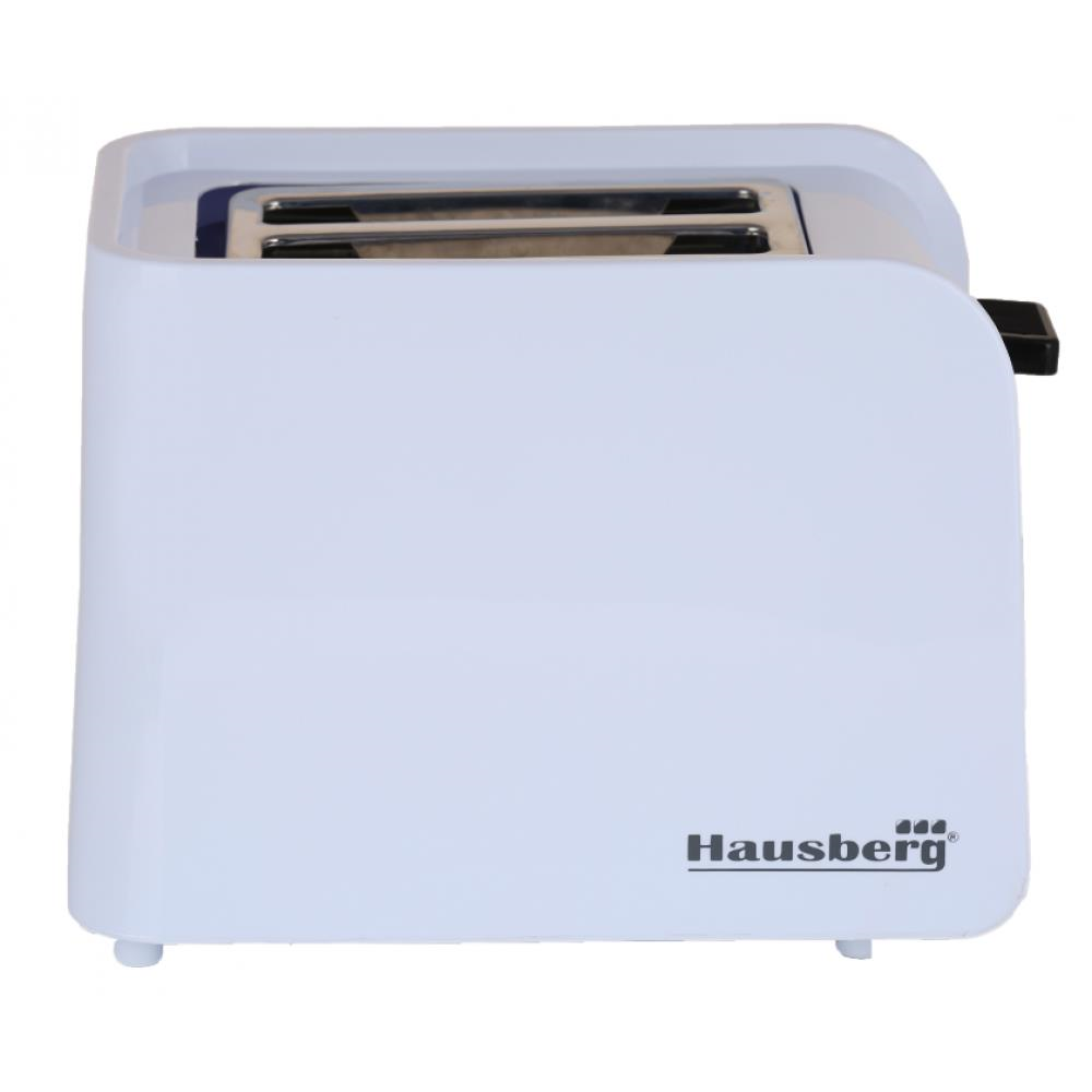 Hausberg HB-195NG kenyérpirító, 750 W, 2 szelet, kiolvasztás funkció, újramelegítés funkció, 6 teljesítményfokozat, fehér/fekete