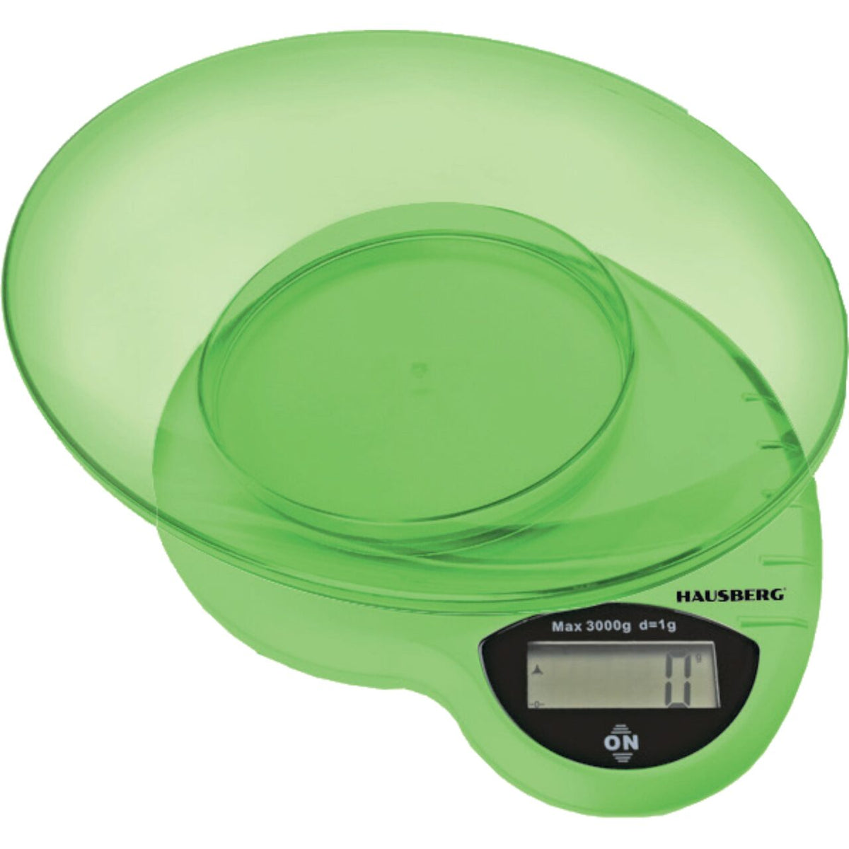 Hausberg HB-6015VR konyhai mérleg, 3kg, műanyag tállal, zöld