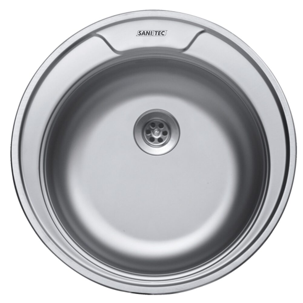 Sanitec C401 konyhai mosogató, pultra szerelhető, 49 cm átmérőjű, kerek, rozsdamentes acél