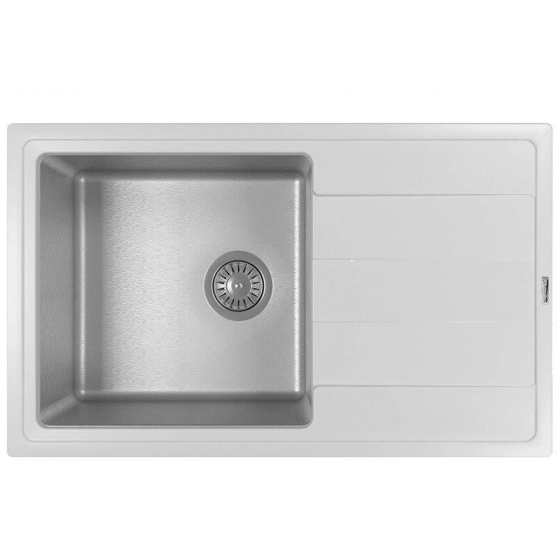 Florentina Combi 780 mosogató – téglalap alakú – gránit/rozsdamentes acél – 780x480 mm – medence mélysége 230 mm – fehér