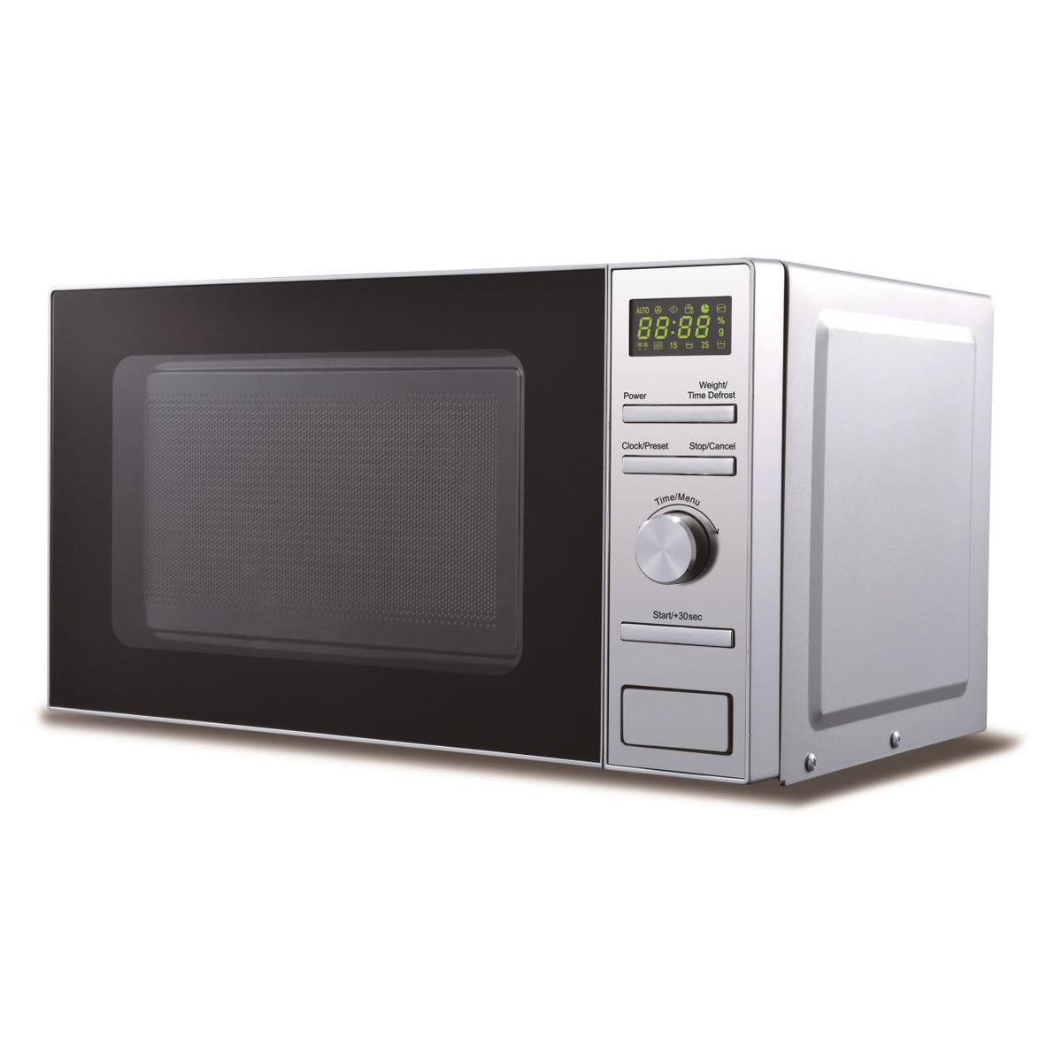 Hausberg HB-8004 mikrohullámú sütő, 1200W, 6 teljesítményfokozat, 20L, digitális vezérlés, ezüst