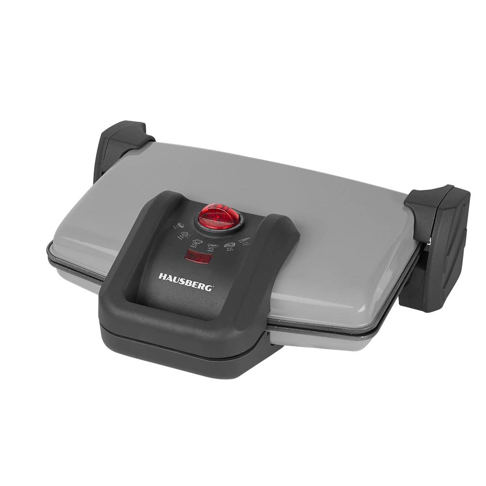 Hausberg HB631GR szendvicssütő, 1600-1800W, tapadásmentes lapok, szürke/inox