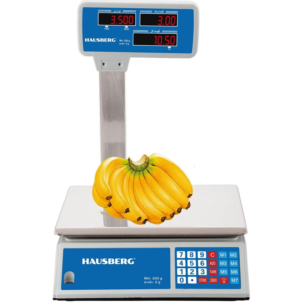 HAUSBERG HB-6063 kereskedelmi elektronikus mérleg, kettős kijelzővel, 40 kg