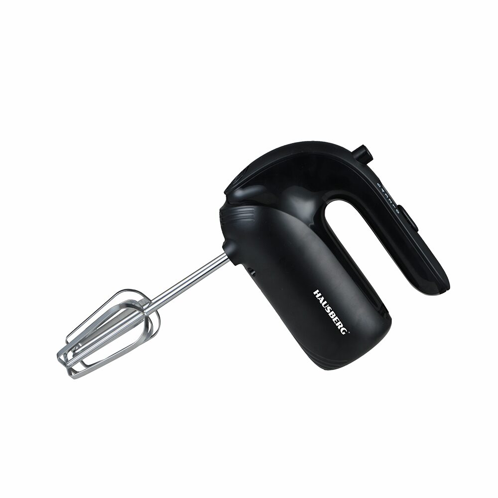 HAUSBERG HB-4215NG kézi mixer, 250W, 5 sebességfokozat, 85 dB zajszint, tartozékokkal, fekete