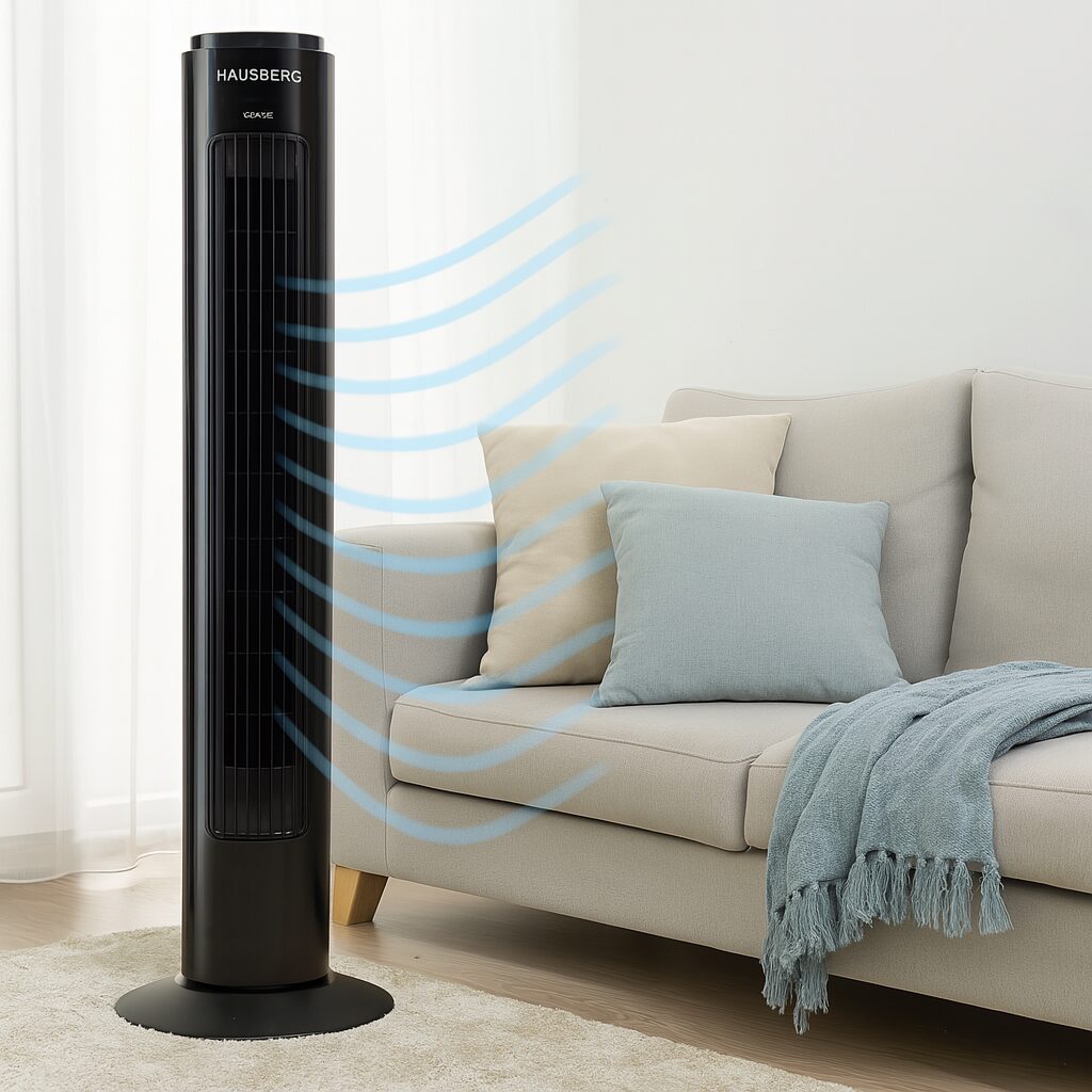 Ventilátor torony HAUSBERG HB-5950NG, 40-50W, 2 üzemmód, 3 sebességfokozat, forgatható talp