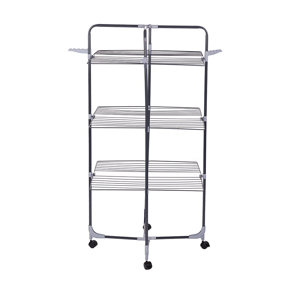 Ertone MN98U 3 szintes, összecsukható ruhaszárító, vállfatartóval, 30 kg ruhához, Inox