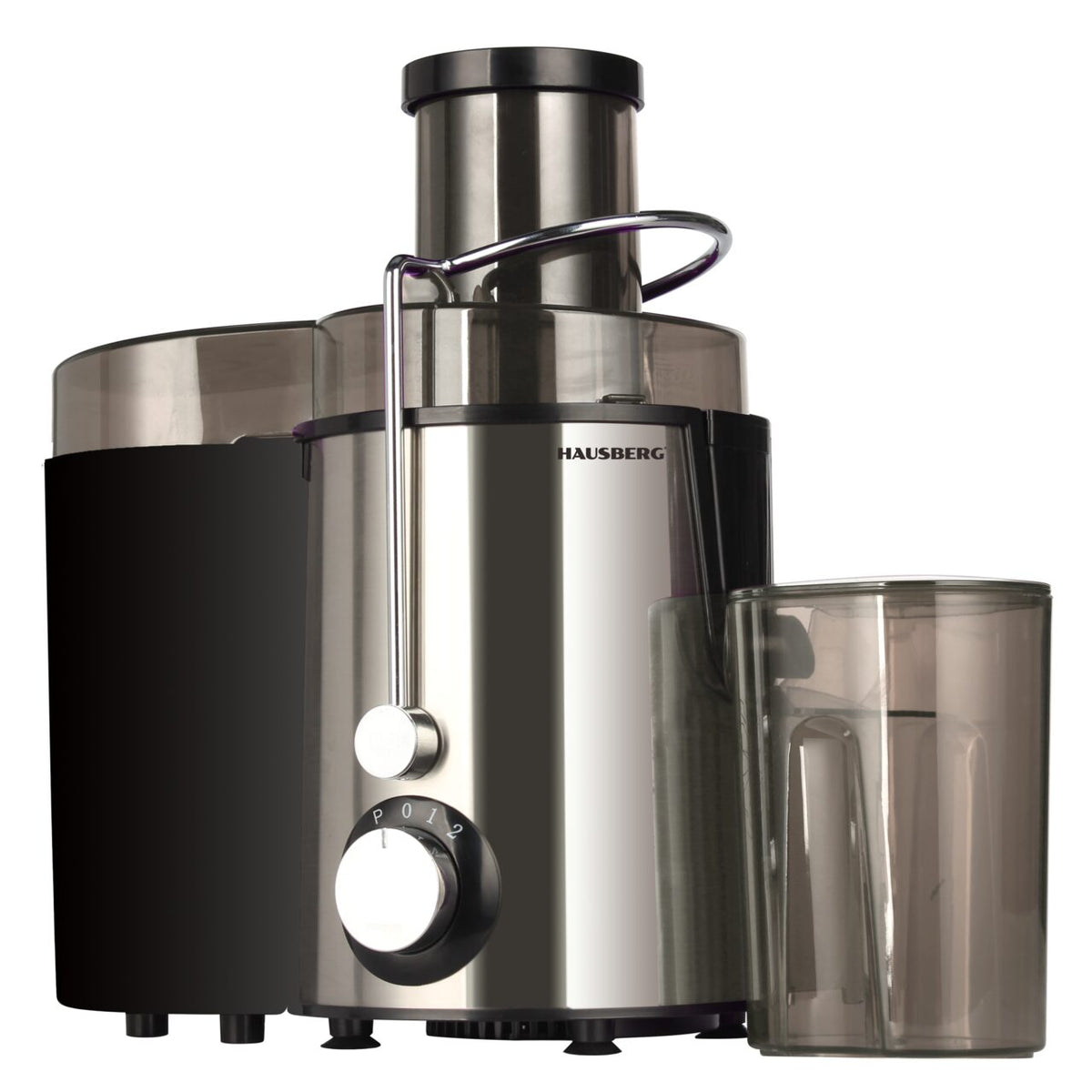 Hausberg HB-7645 gyümölcs- és zöldségprés, 600W, 2 sebesség + Turbo, 1L péptartály, 550 ml légyűjtő edény, nyomó tartozék