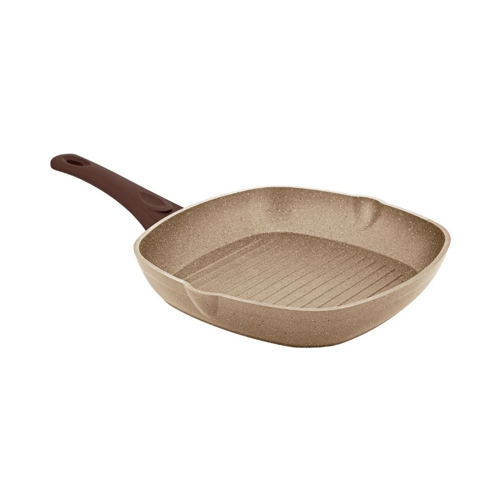 Ertone HB-H1560 grill serpenyő, előpréselt gránit kő furnér alumínium anyagból, 28 cm, bakelit fogantyú, tapadásmentes felület