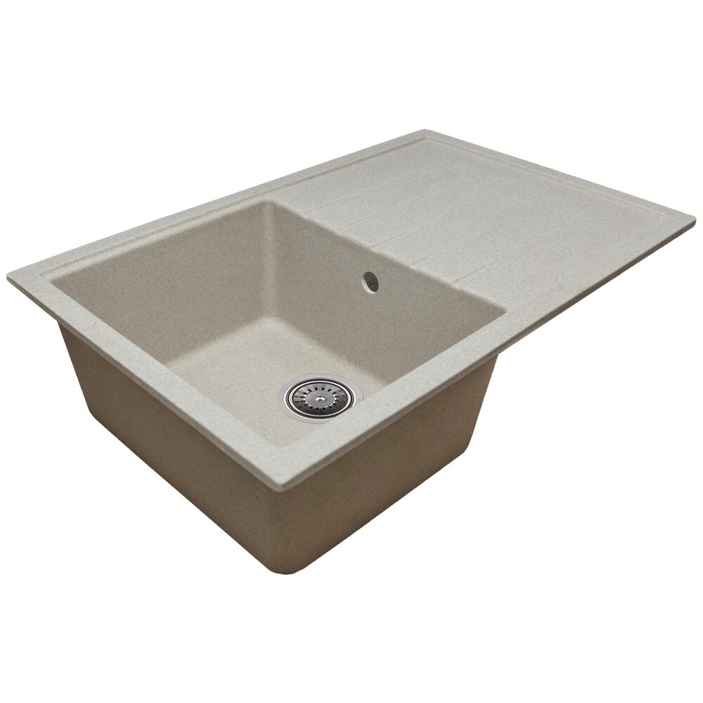 Sanitec Elmy SN9035ST-BEJ konyhai mosogató, gránit kompozit, bézs, 1 medencés balos, 78 x 50 cm
