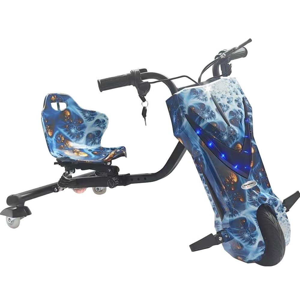 Hausberg HB-KD05BL drift elektromos tricikli, 8 hüvelykes, 250-300W motor, 3 sebesség, 10-15 km hatótáv, 15 km/h sebesség, kék