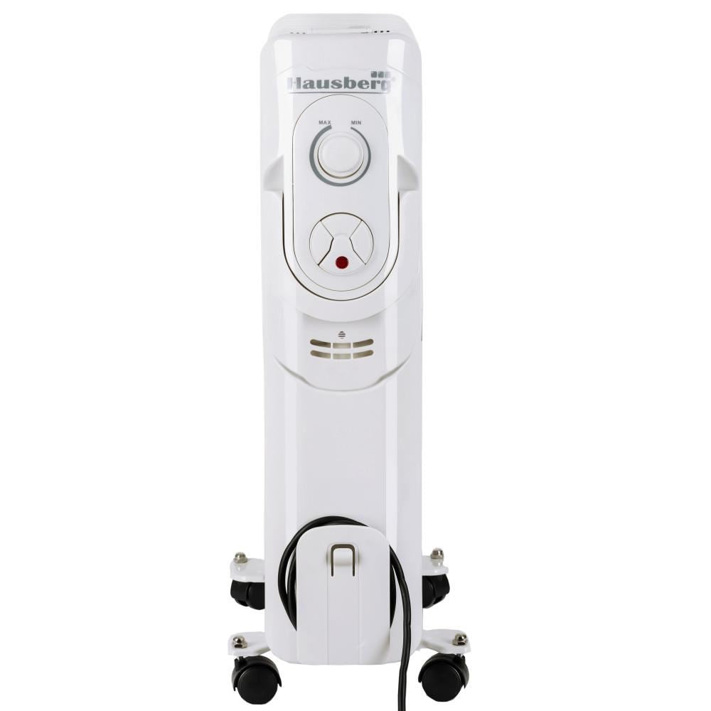 Hausberg HB-8920AB elektromos olajradiátor, 2500 W, 11 tagú, 3 teljesítményfokozat, állítható termosztát, fehér