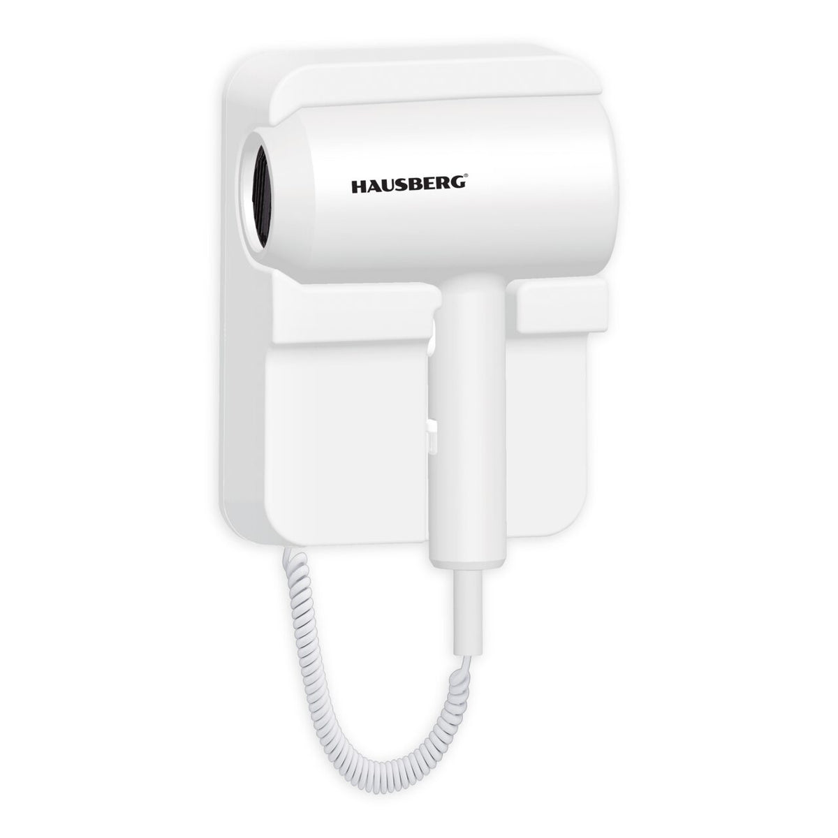 HAUSBERG HB-260AB falra szerelhető hajszárító, 1200W, 2 sebességfokozat, túlmelegedés elleni védelem, tartozékokkal