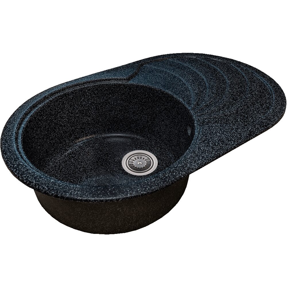 Sanitec NS SN9033ST-NG gránit mosogató, fekete, 1 bal medencés, 78 x 50 cm