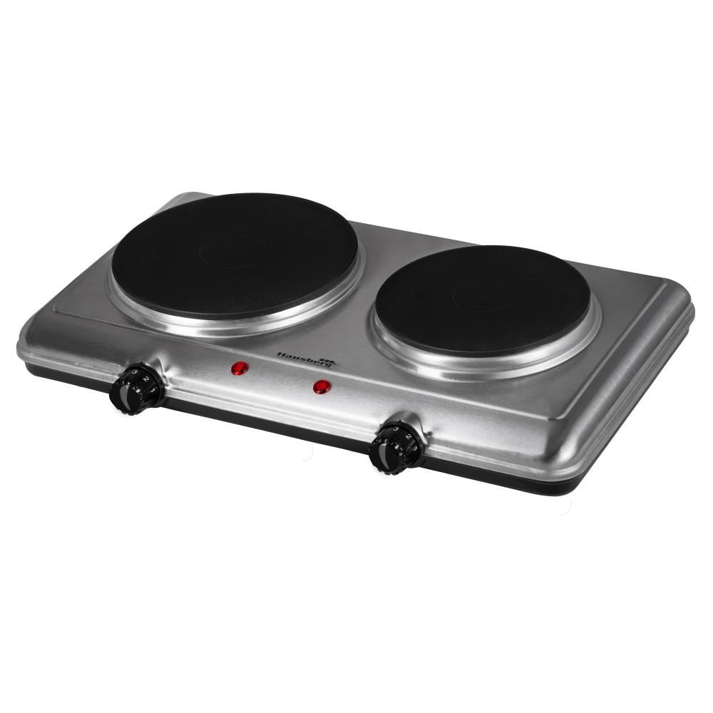Hausberg HB-545 elektromos főzőlap, 2500 W, 2 égős, 2 hőmérséklet-szabályozó gombbal, inox