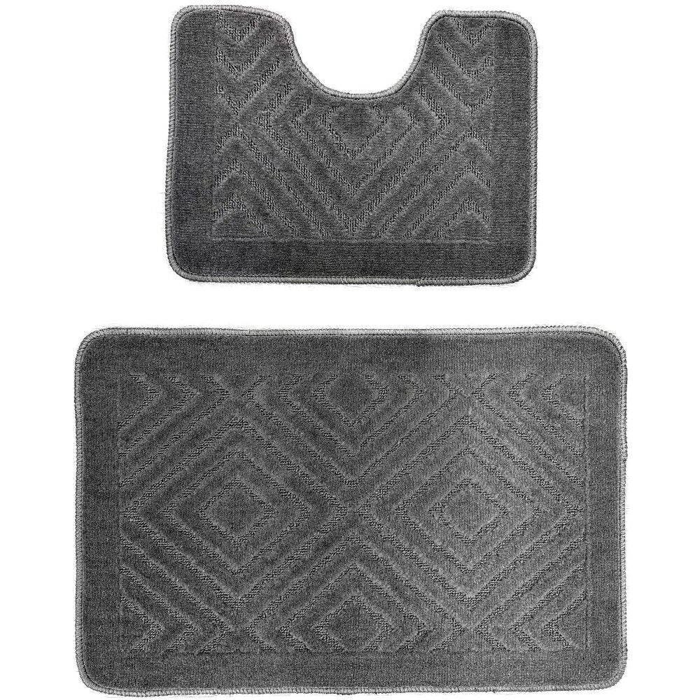2 db HAUSBERG HB-H435GR fürdőszobaszőnyeg szett, textil anyag, 46x72/46x35 cm