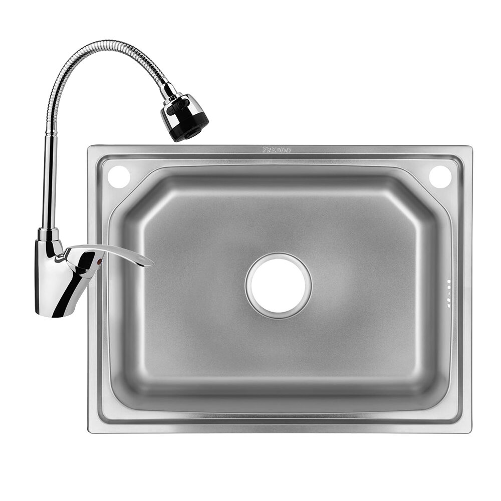 SANTEC SN9026 mosogató csomag, 60x43 cm-es munkalaphoz, vízkőmentes, Sanitec SN2017 egykaros flexibilis csaptelep