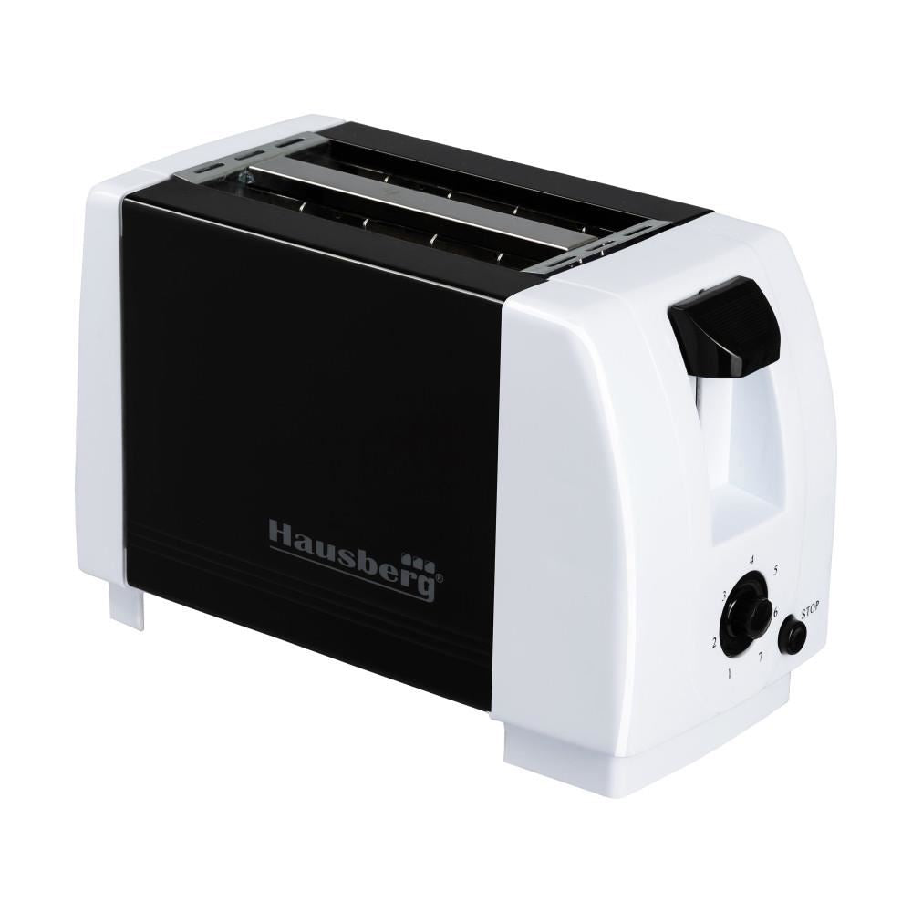 HAUSBERG HB-150NG kenyérpirító, 750W, 7 fokozat, 2 szelet, automatikus kikapcsolás, csúszásgátló talpak, Fekete-Fehér