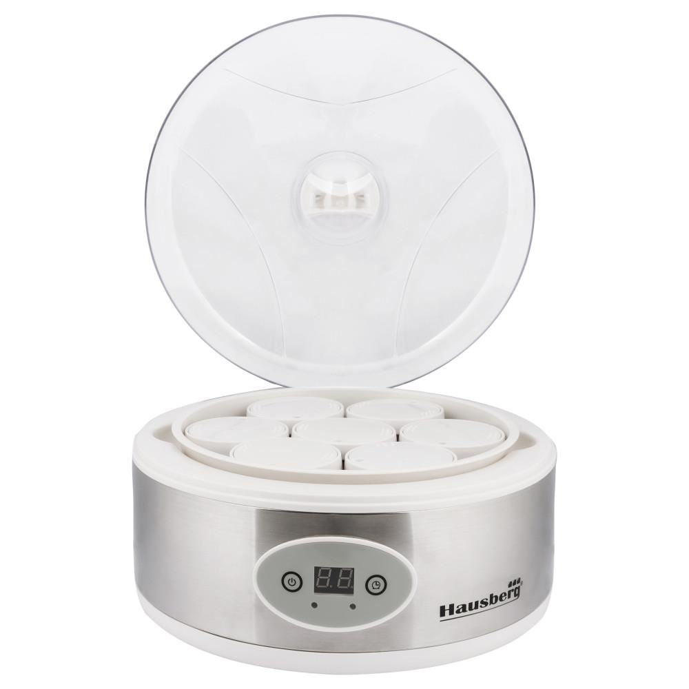Hausberg HB-2191 joghurtkészítő LED kijelzővel, 7 db 200 ml-es üvegpohárral, 50 W