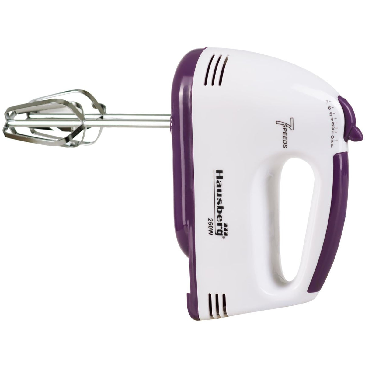 Kézi mixer, Hausberg HB-4112MV, fehér/lila, 250 W, 7 sebességfokozat