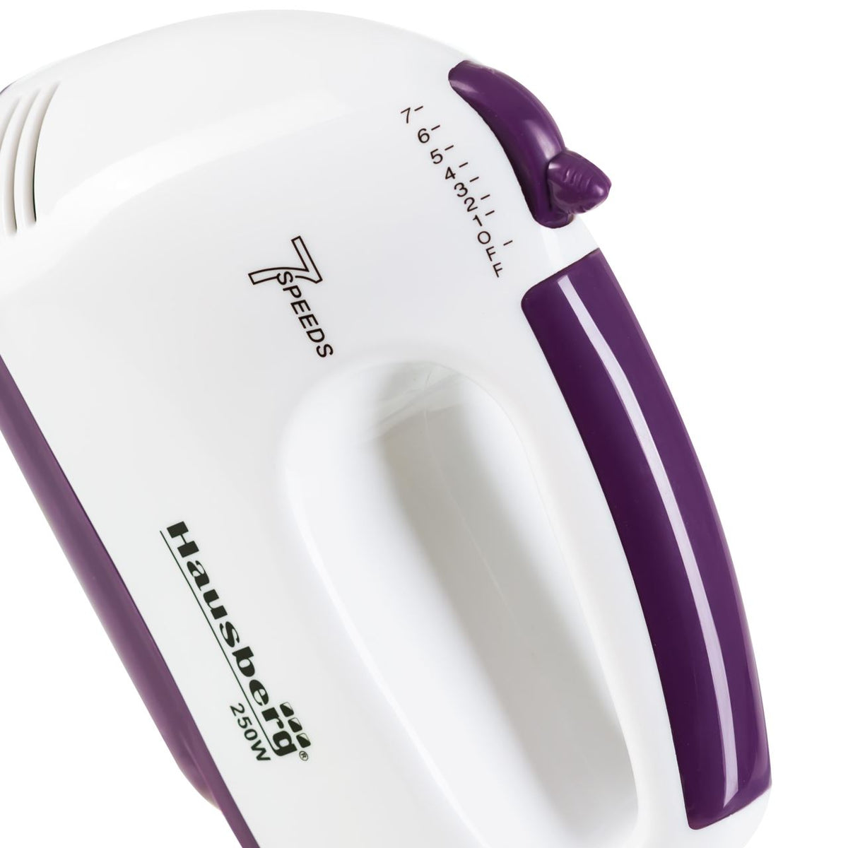Kézi mixer, Hausberg HB-4112MV, fehér/lila, 250 W, 7 sebességfokozat