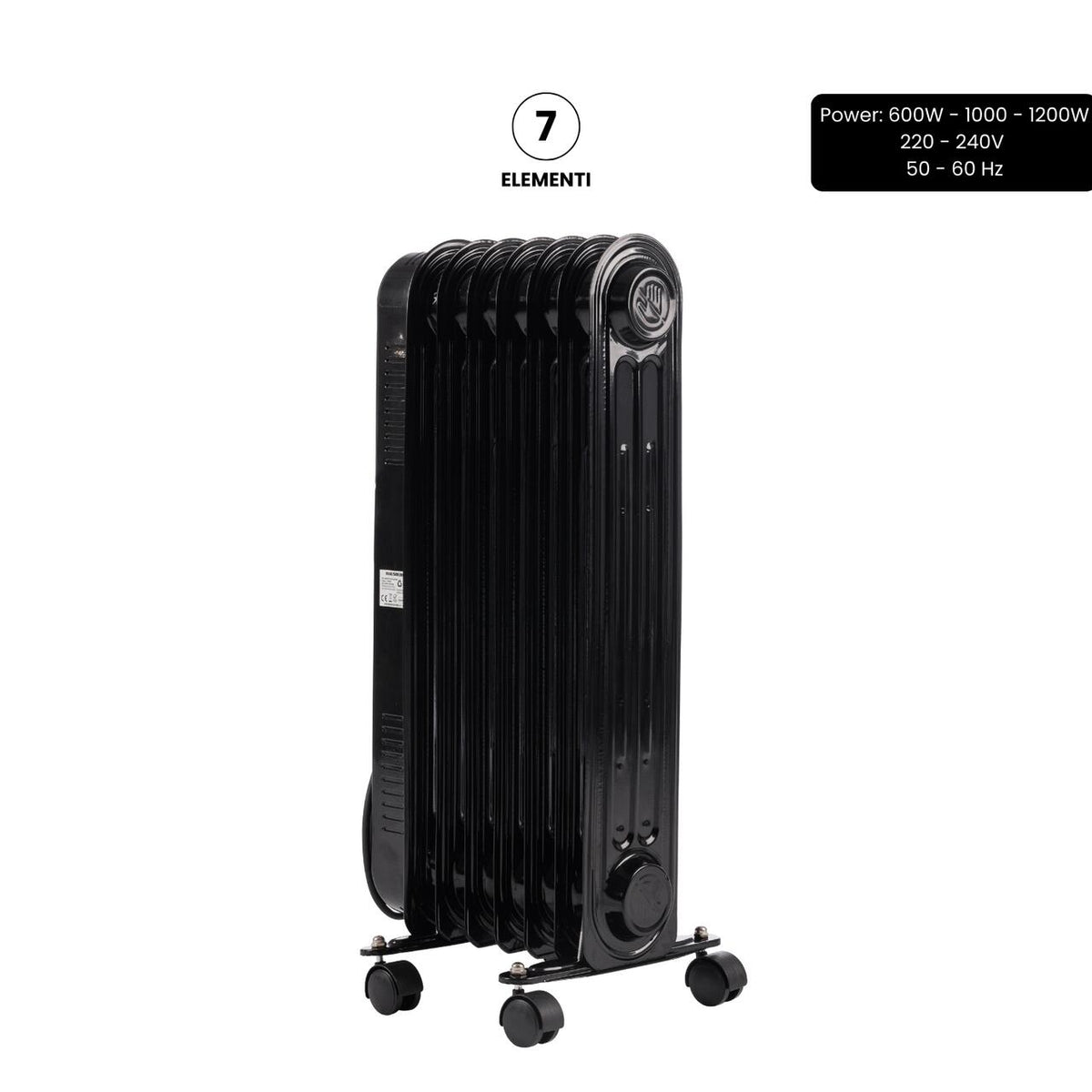 HAUSBERG HB-8905 olajradiátor, 3 fokozat, max. 1500 W, 7 tag, állítható termosztát