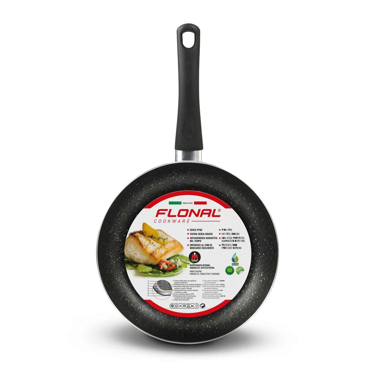 Flonal FLCPS2460 alumínium serpenyő, 24cm, tapadásmentes kőhatású belső bevonat, Mineralit