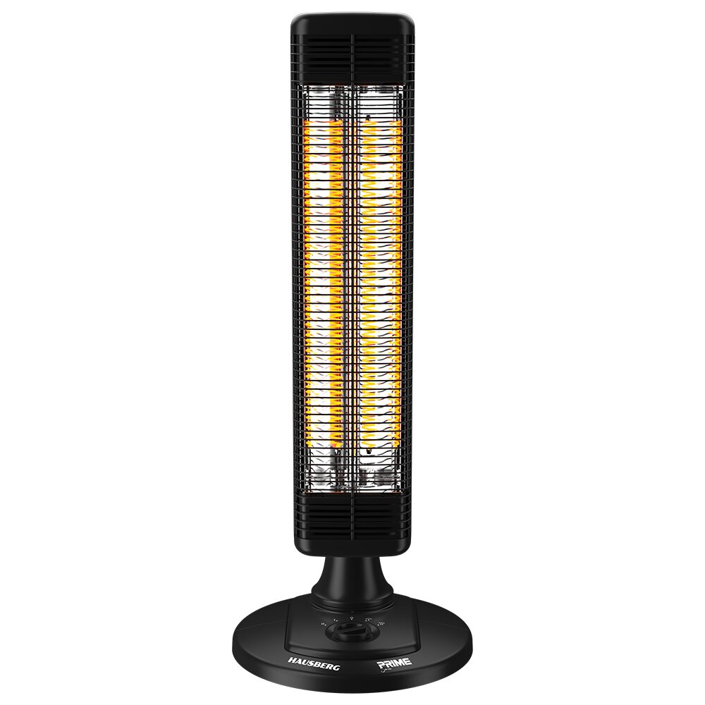 HAUSBERG HB-8565NG elektromos fűtőtest, 1000W, 2 fűtési fokozat, szénszálas fűtőcső, IP24 védelem, mechanikus termosztát, fém ház