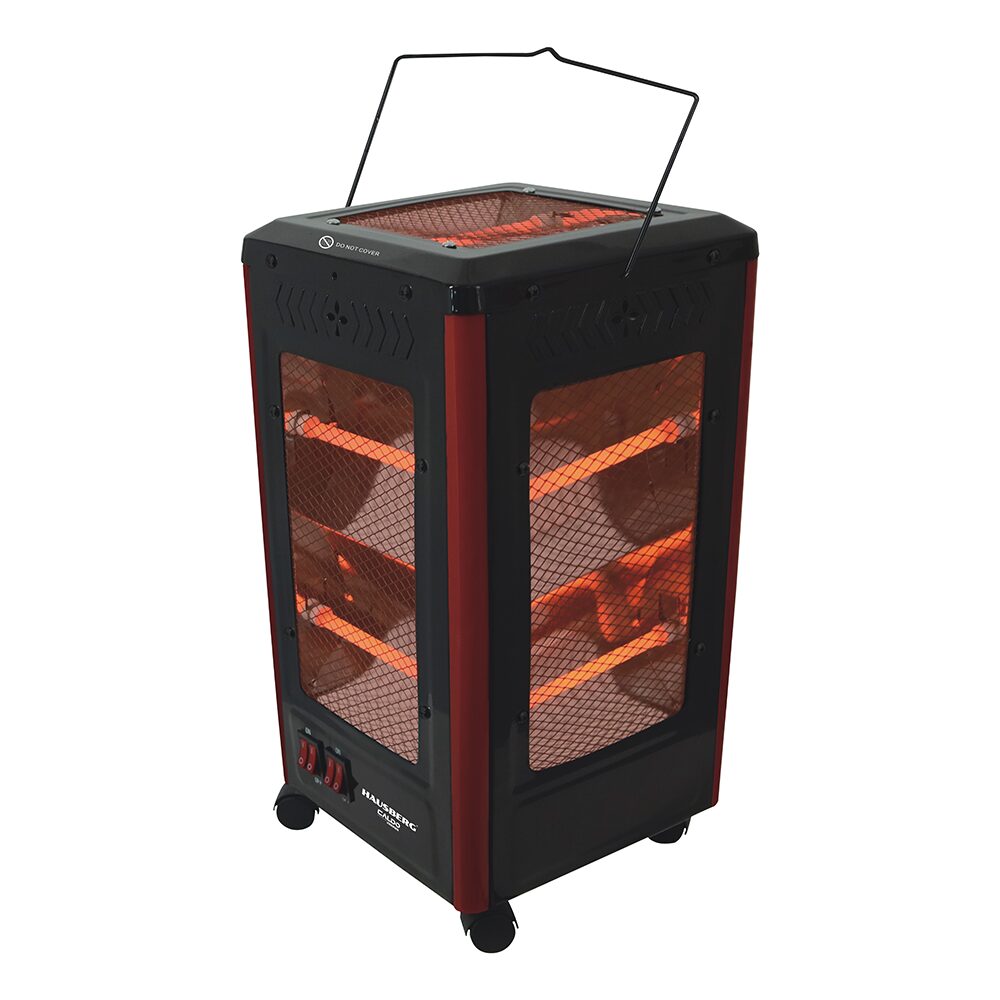 HAUSBERG HB-8802NG elektromos radiátor, 2200W, 5 teljesítményfokozat, 5 irányú fűtés, kerekek, hordozófogantyú, felborulás elleni védelem