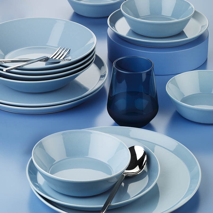 FORZA étkészlet, 24 részes, 6 személyes, porcelán, kék, Kutahya Porselen