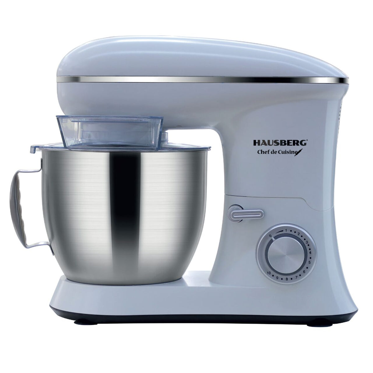 HAUSBERG HB-7622AB rozsdamentes acél keverőgép, 1600-1700 W, 6.5 L rozsdamentes acél tál, 10 sebesség, 95dB zajszint