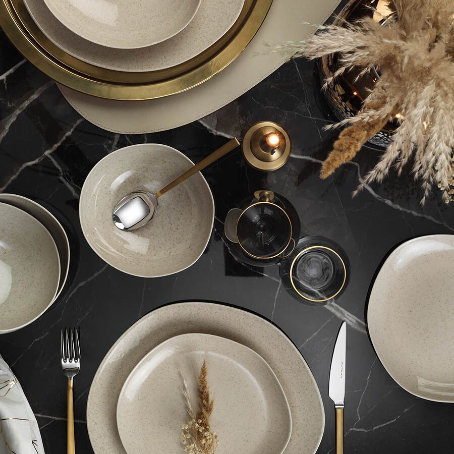Kutahya Porselen SOHO 18 részes étkészlet 6 személyre, fahéj színű porcelánból