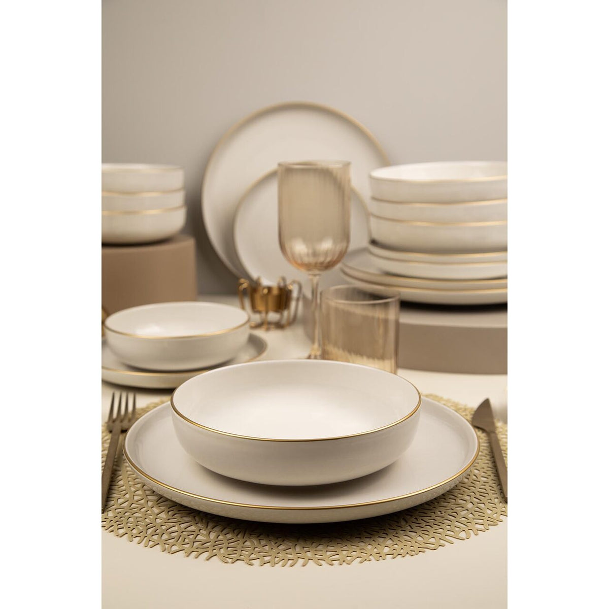 Kütahya Porselen Moderna Matte 16 részes krémszínű porcelán étkészlet 4 személyes