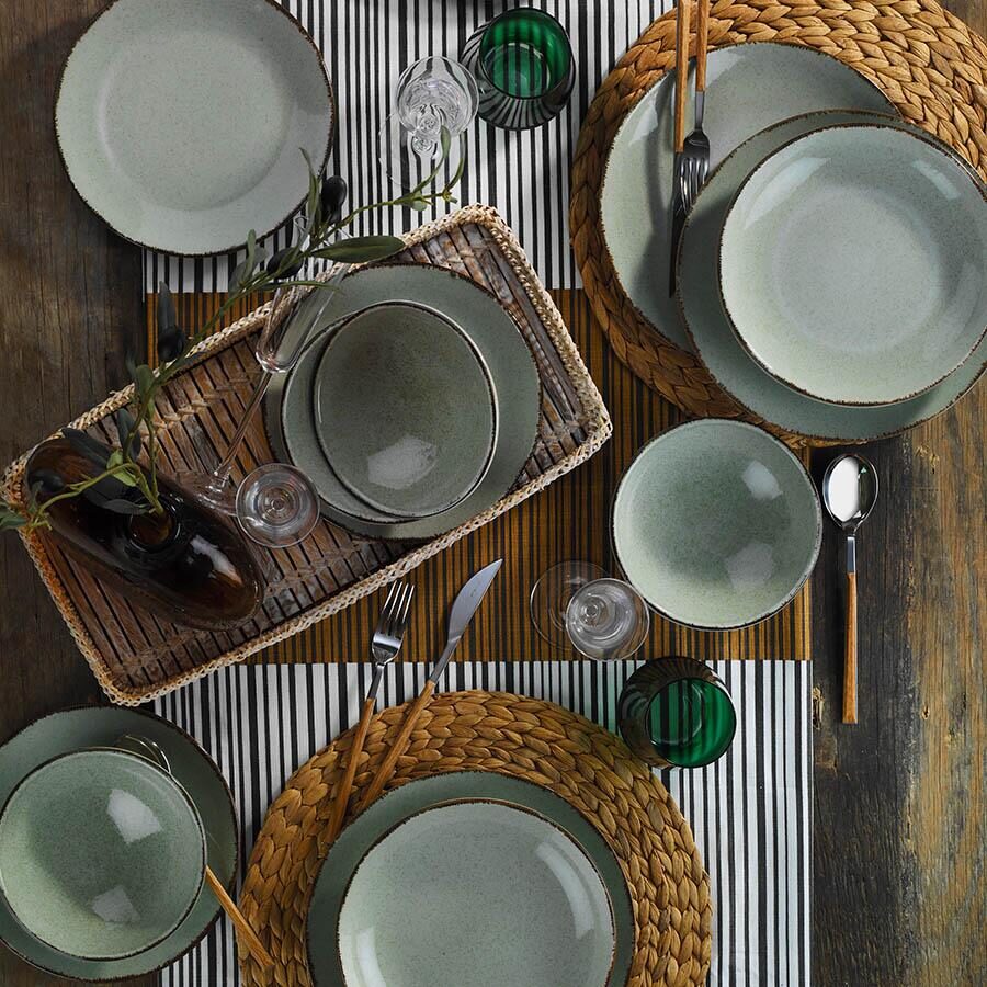 Kutahya Porselen Color-X 18 részes, 6 személyes porcelán étkészlet, zöld