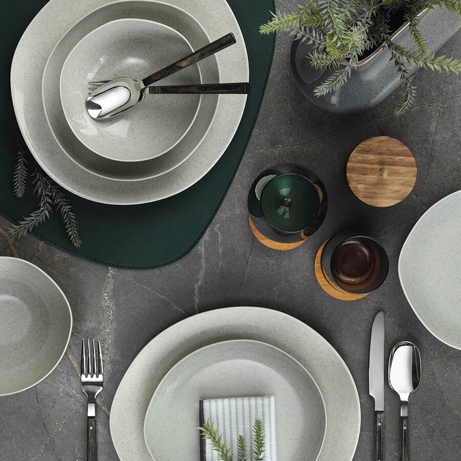 Kutahya Porselen SOHO 18 részes, 6 személyes porcelán étkészlet, zöld