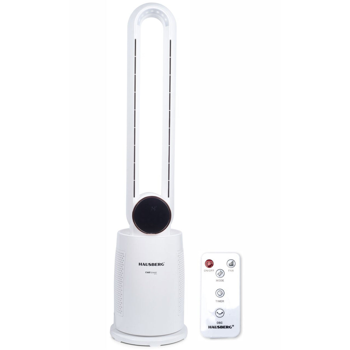 HAUSBERG HB-5957AB digitális oszcilláló ventilátor, 65W, 12 sebességfokozat, 4 program, negatív ionizáció, 12 órás időzítő, 40°-os oszcilláció, LED, távirányító