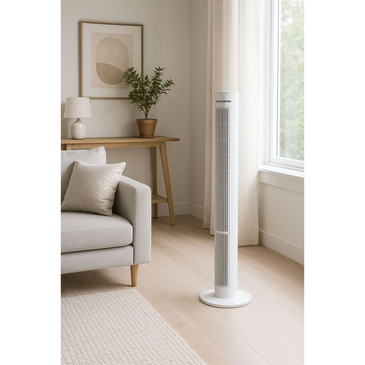 HAUSBERG HB-5952AB toronyventilátor, 55W, 38 inch, 3 sebességfokozat, 24 órás időzítő, LED, oszcilláció, távirányító