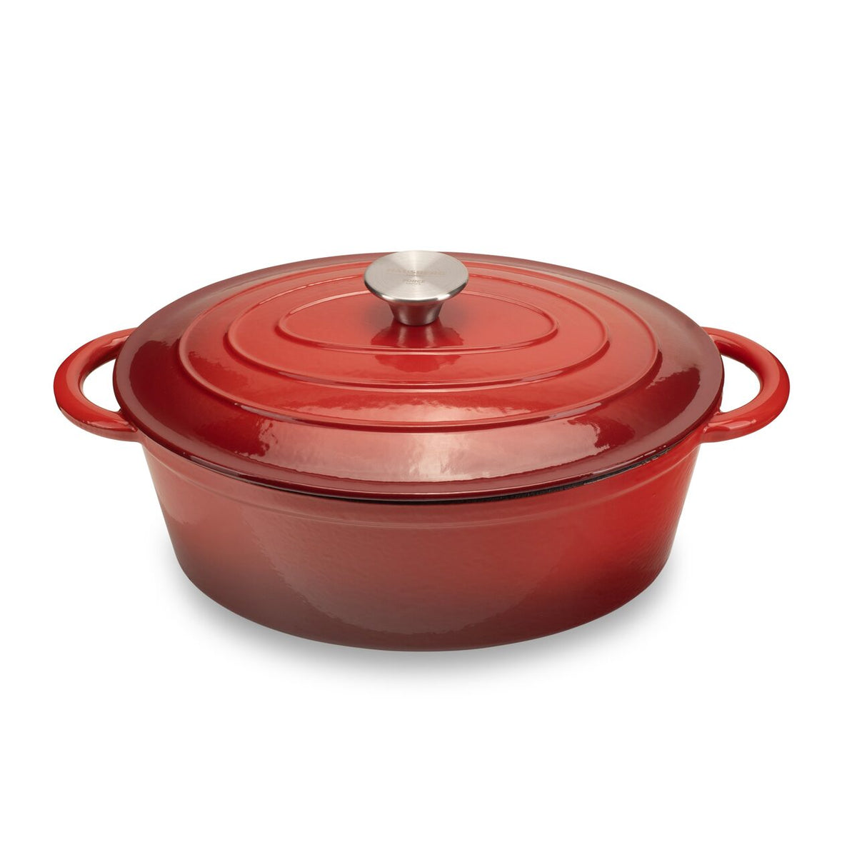 HAUSBERG HB-H750 zománcozott öntöttvas edény fedővel, 4.5L űrtartalom, 30x23 cm átmérő, 12 cm mélység, tapadásmentes belső bevonat